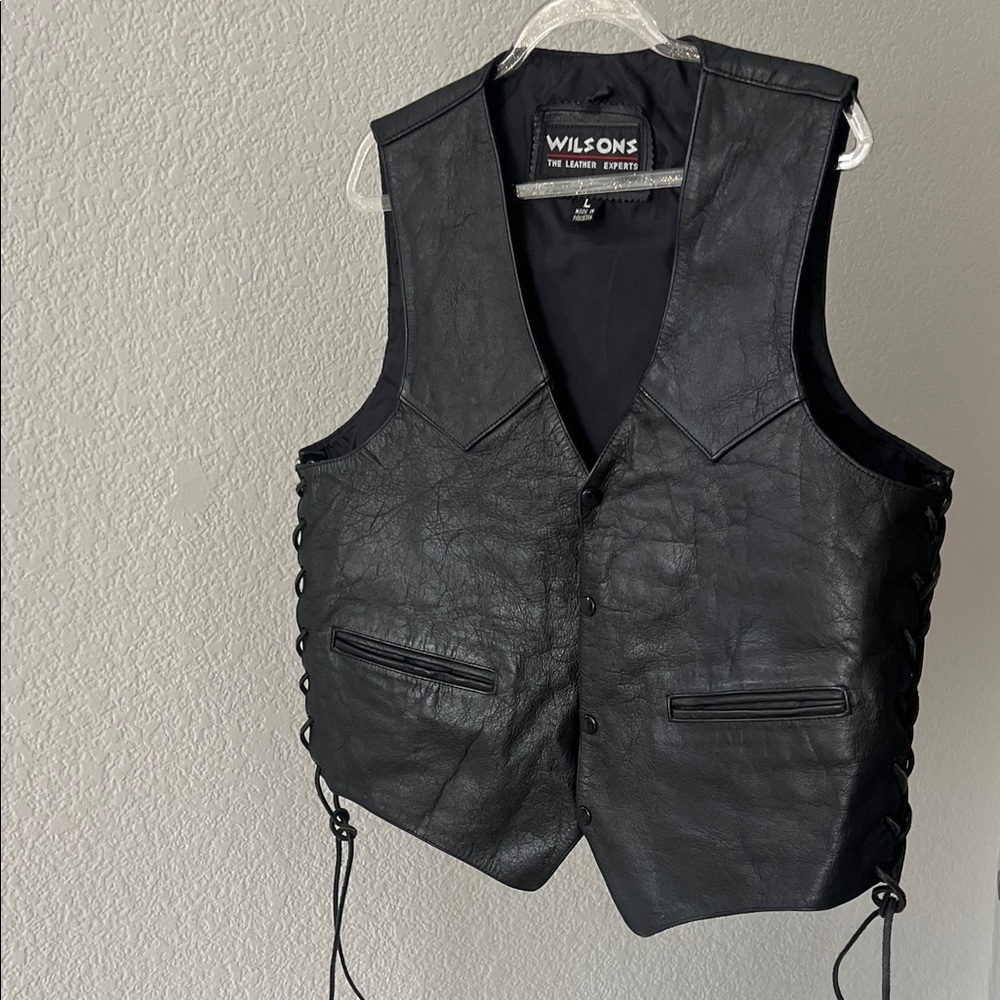 Wilson Black Motorcycle Leather Western Vest